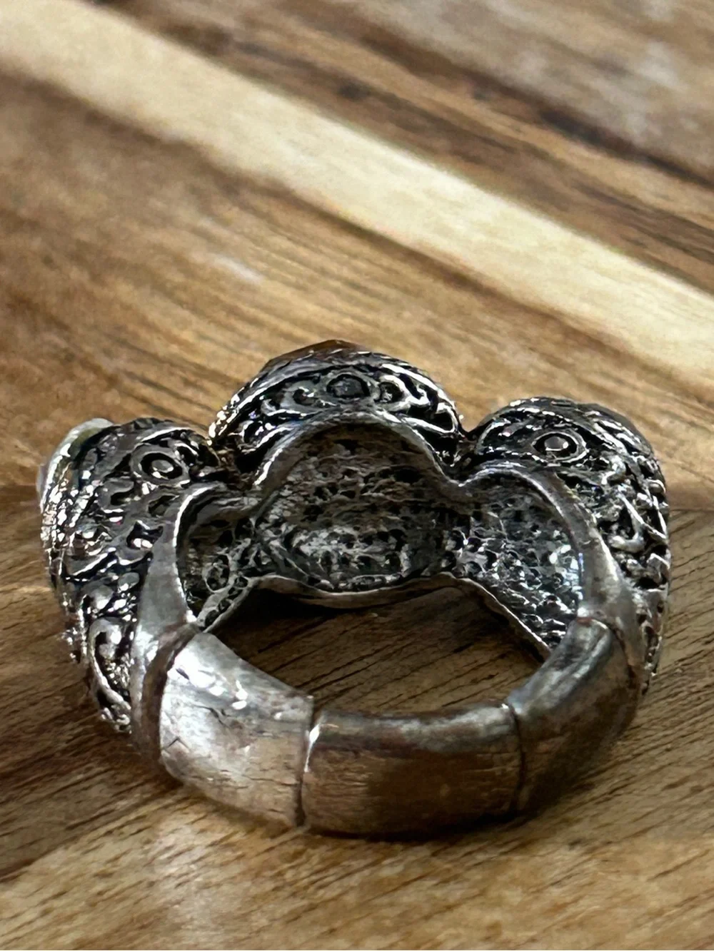 Vintage Gothic Mens Ring Silver King Royal Crystal Large Statement